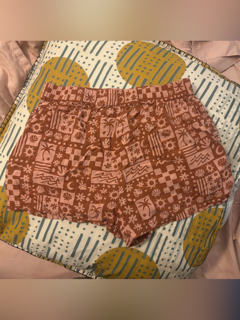 Volcom Rust and Blush Printed Lounge Shorts